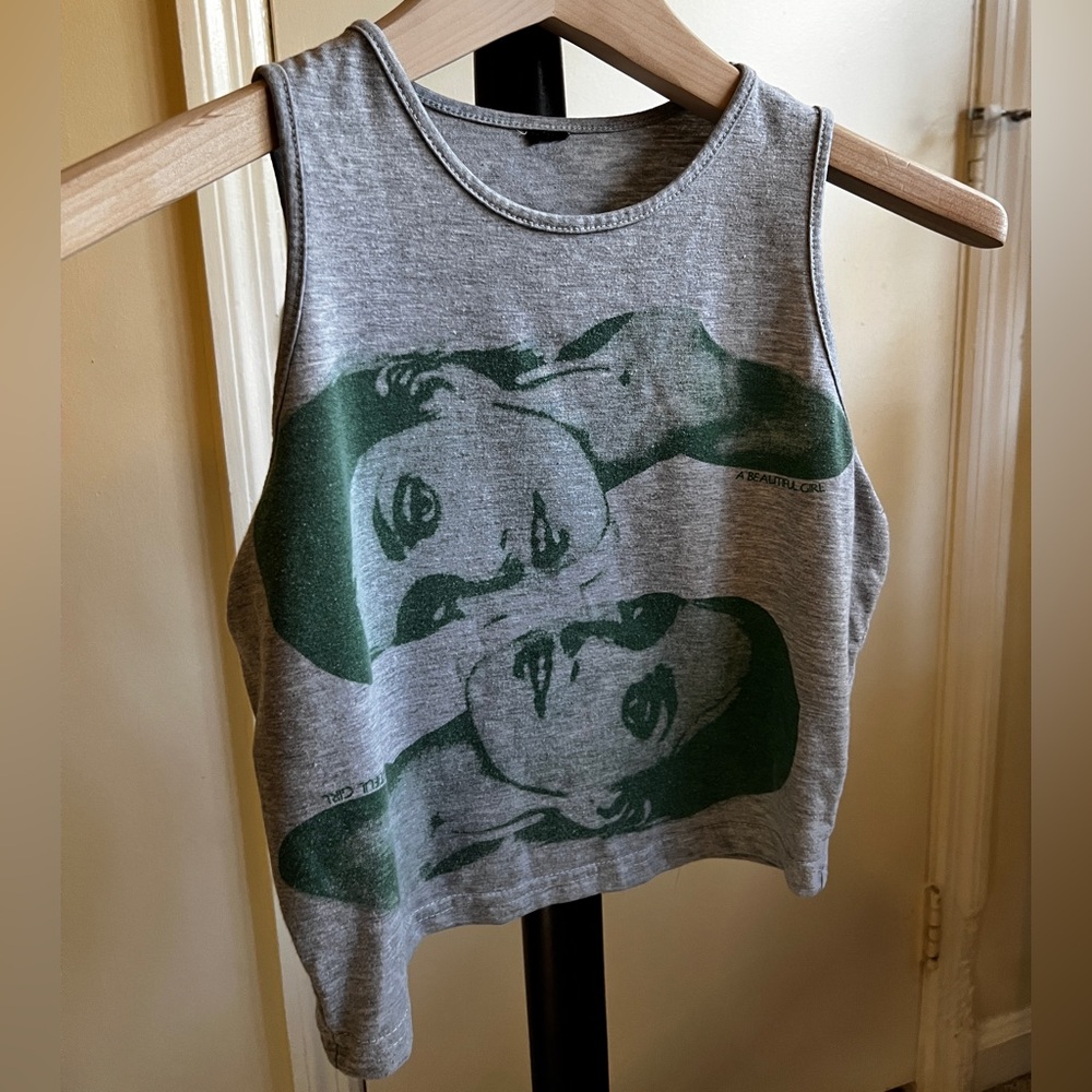 Gray Tank Top with Green Graphic